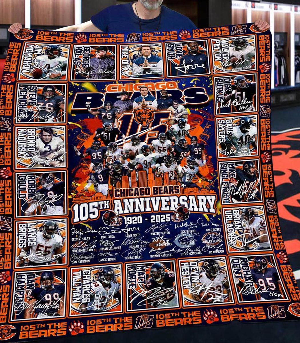 Chicago Bears 105th Anniversary 1920-2025 Quilt Fleece Blanket