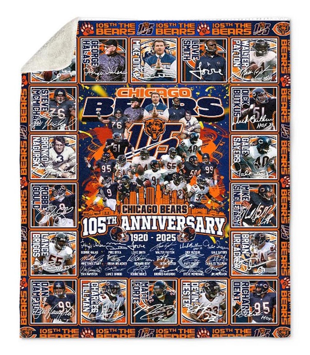 Chicago Bears 105th Anniversary 1920-2025 Quilt Fleece Blanket
