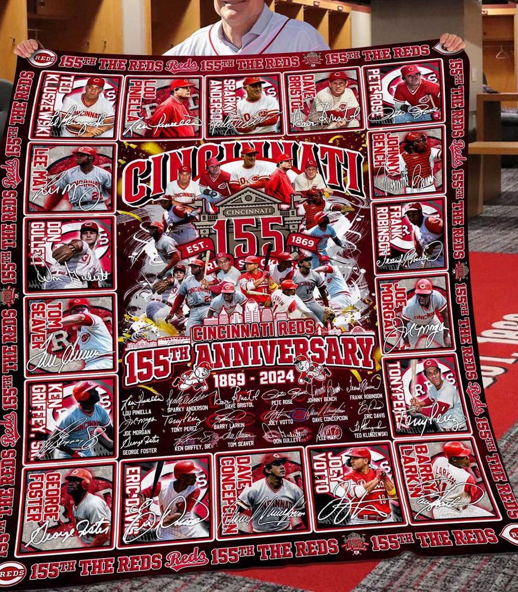 Cincinnati Reds 155th Anniversary 1869-2024 Quilt Fleece Blanket Cincinnati Reds 155th Anniversary 1869-2024 Quilt Fleece Blanket