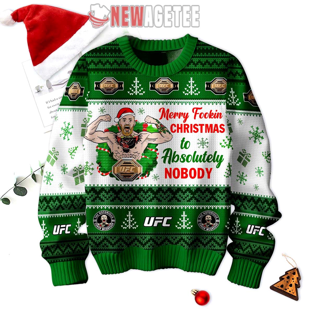 Conor Mcgregor The Notorious Ufc Merry Fookin Christmas To Absolutely Nobody Ugly Sweater