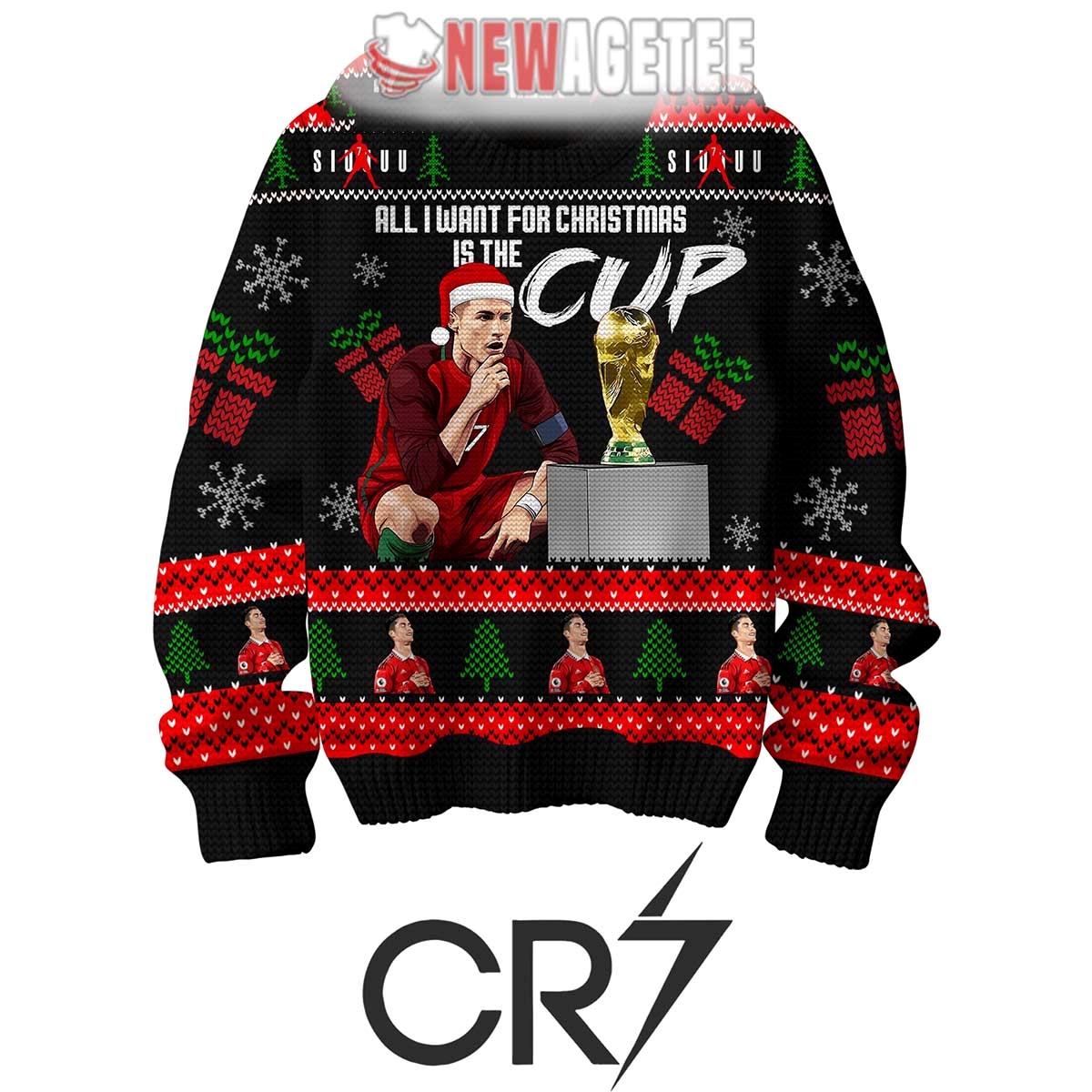 Cristiano Ronaldo All I Want For Christmas Is World Cup Ugly Christmas Sweater