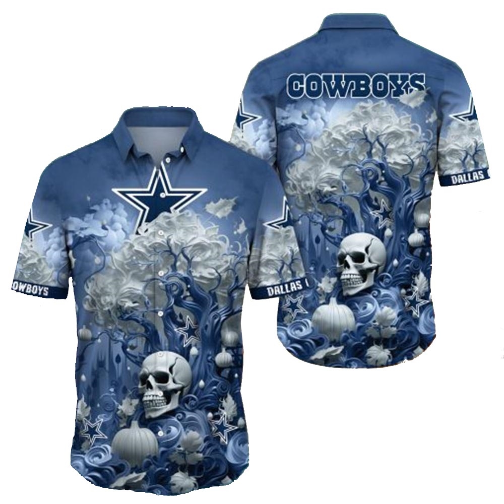 Dallas Cowboys Skull Pumpkin Halloween Hawaiian Shirt