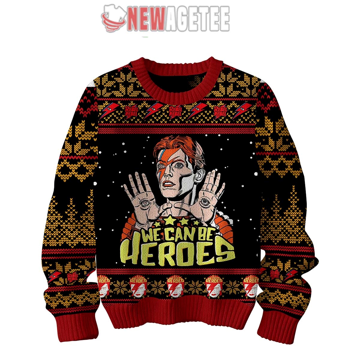 David Bowie We Can Be Heroes Ugly Christmas Sweater