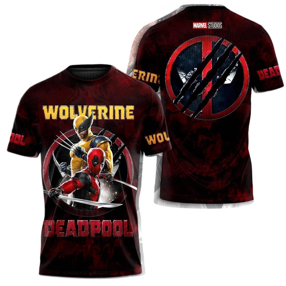 Deadpool And Wolverine Kiss Me Like You Miss Me Well Come Here Aop T-shirt