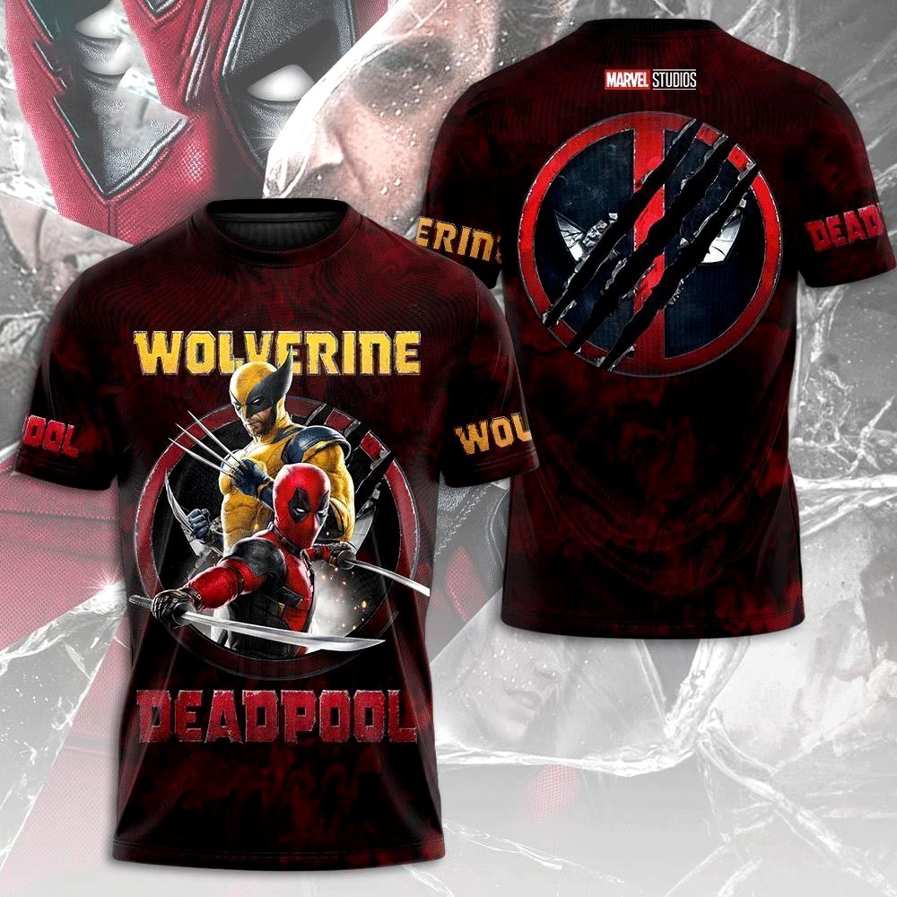 Deadpool And Wolverine Kiss Me Like You Miss Me Well Come Here Aop T-shirt Deadpool And Wolverine Kiss Me Like You Miss Me Well Come Here Aop T-shirt