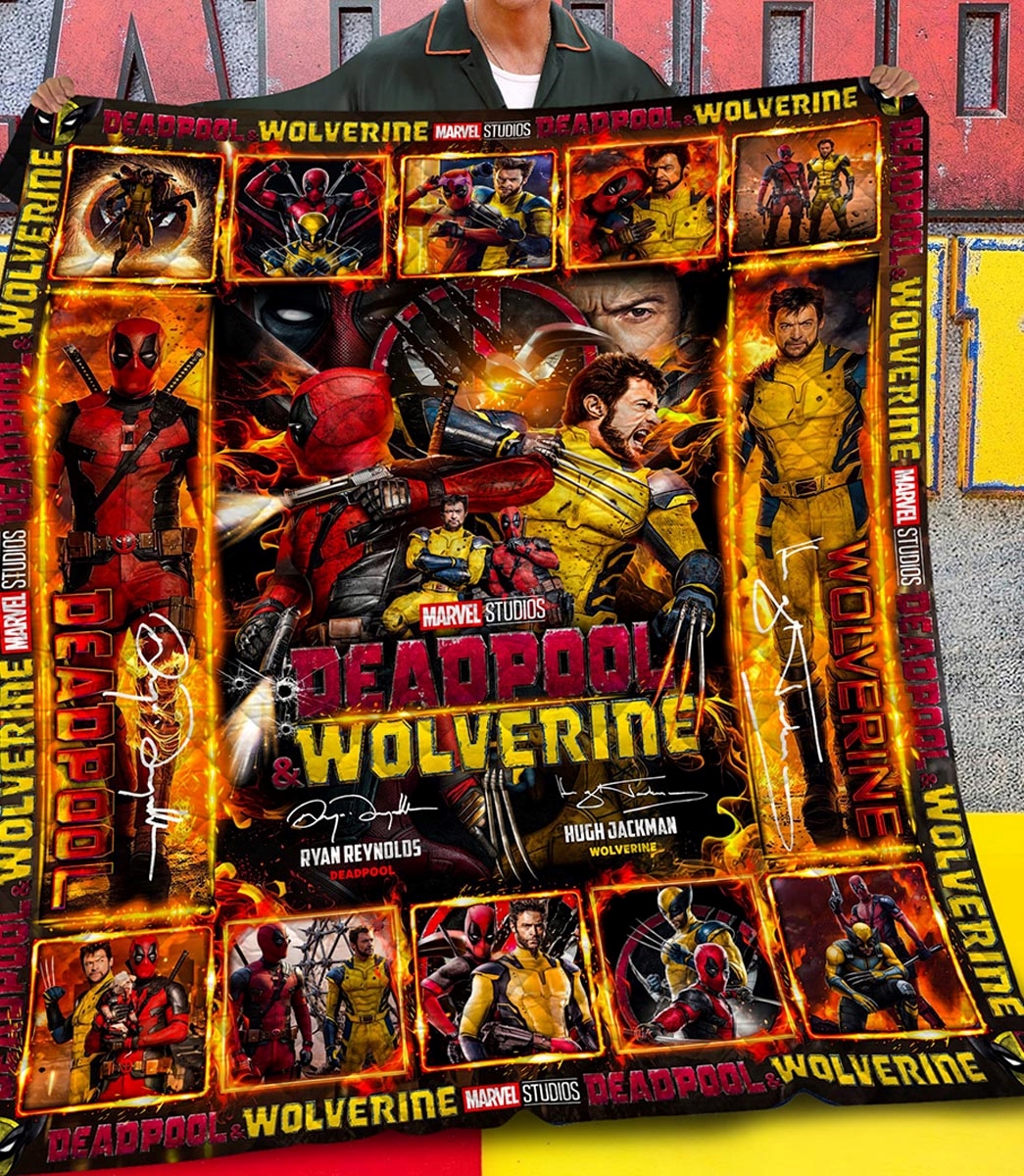 Deadpool And Wolverine Ryan Reynolds Hugh Jackman Quilt Fleece Blanket Deadpool And Wolverine Ryan Reynolds Hugh Jackman Quilt Fleece Blanket