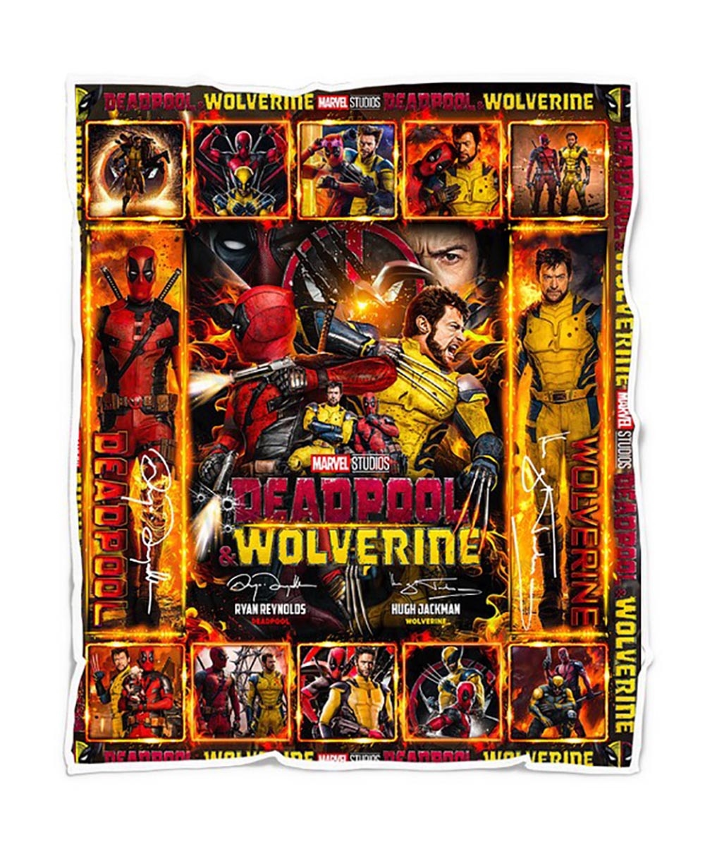 Deadpool And Wolverine Ryan Reynolds Hugh Jackman Quilt Fleece Blanket