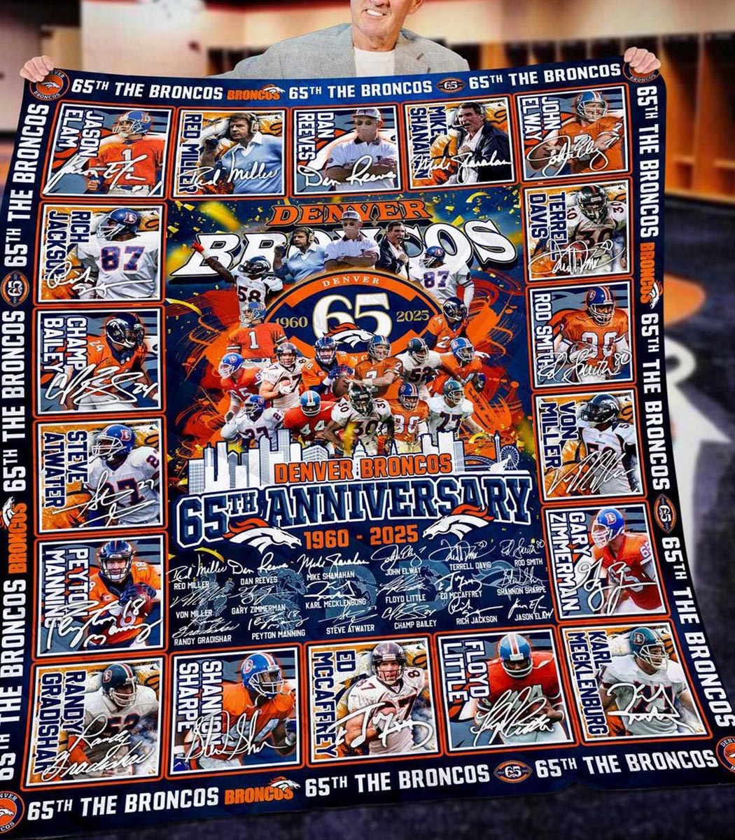 Denver Broncos 65th Anniversary 1960 2025 Quilt Fleece Blanket