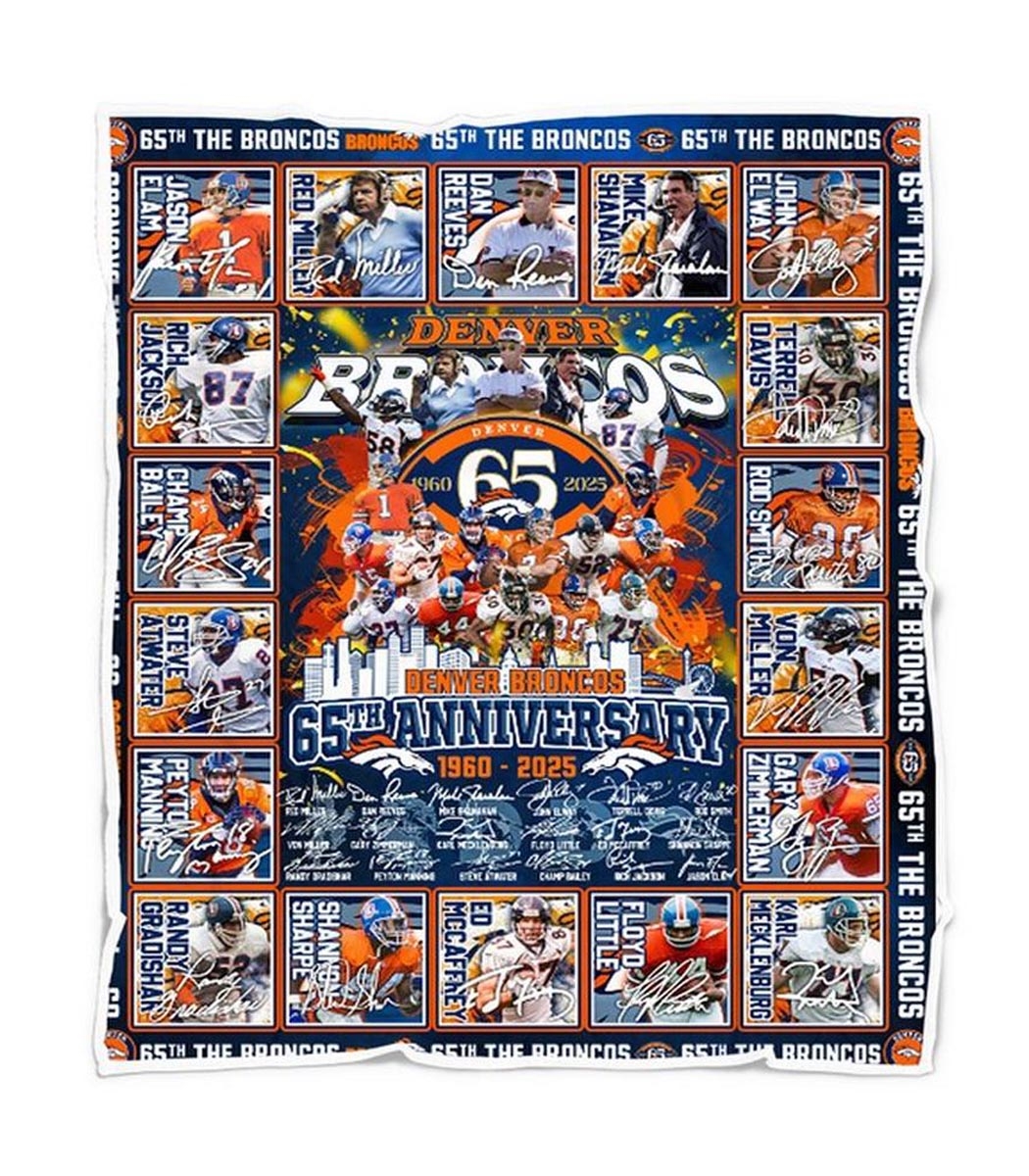 Denver Broncos 65th Anniversary 1960 2025 Quilt Fleece Blanket