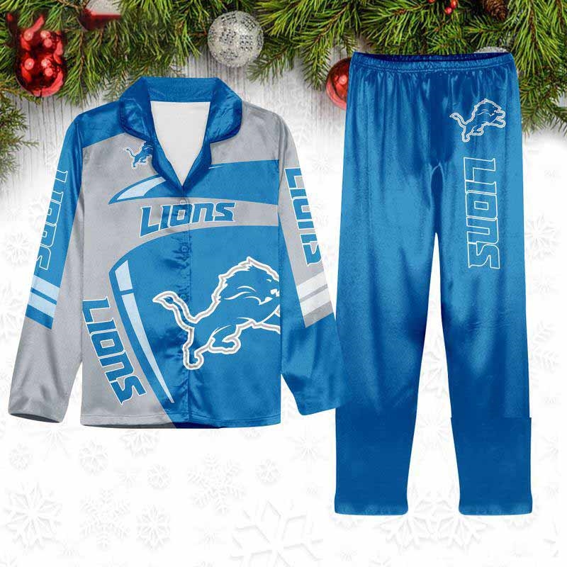 Detroit Lions Special Football Team Nfl Holiday Winter Satin Pajamas Set