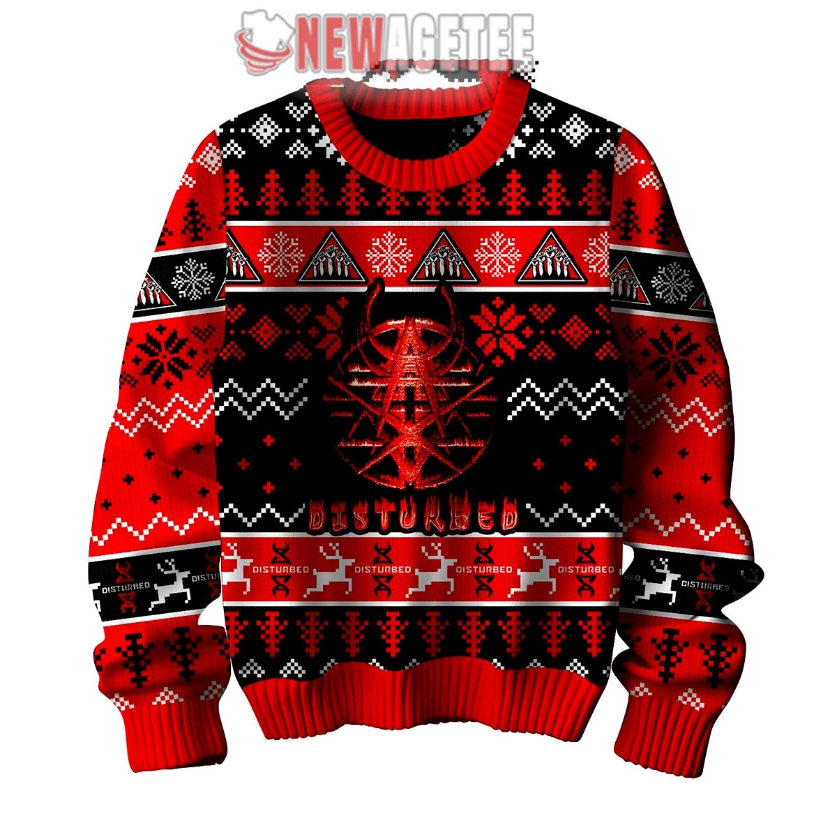 Disturbed Band Red Hell Ugly Christmas Sweater