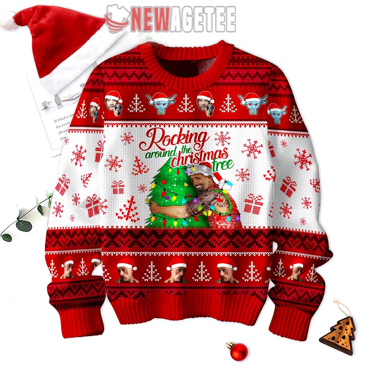 Dwayne Johnson Rocking Around The Christmas Tree Ugly Sweater