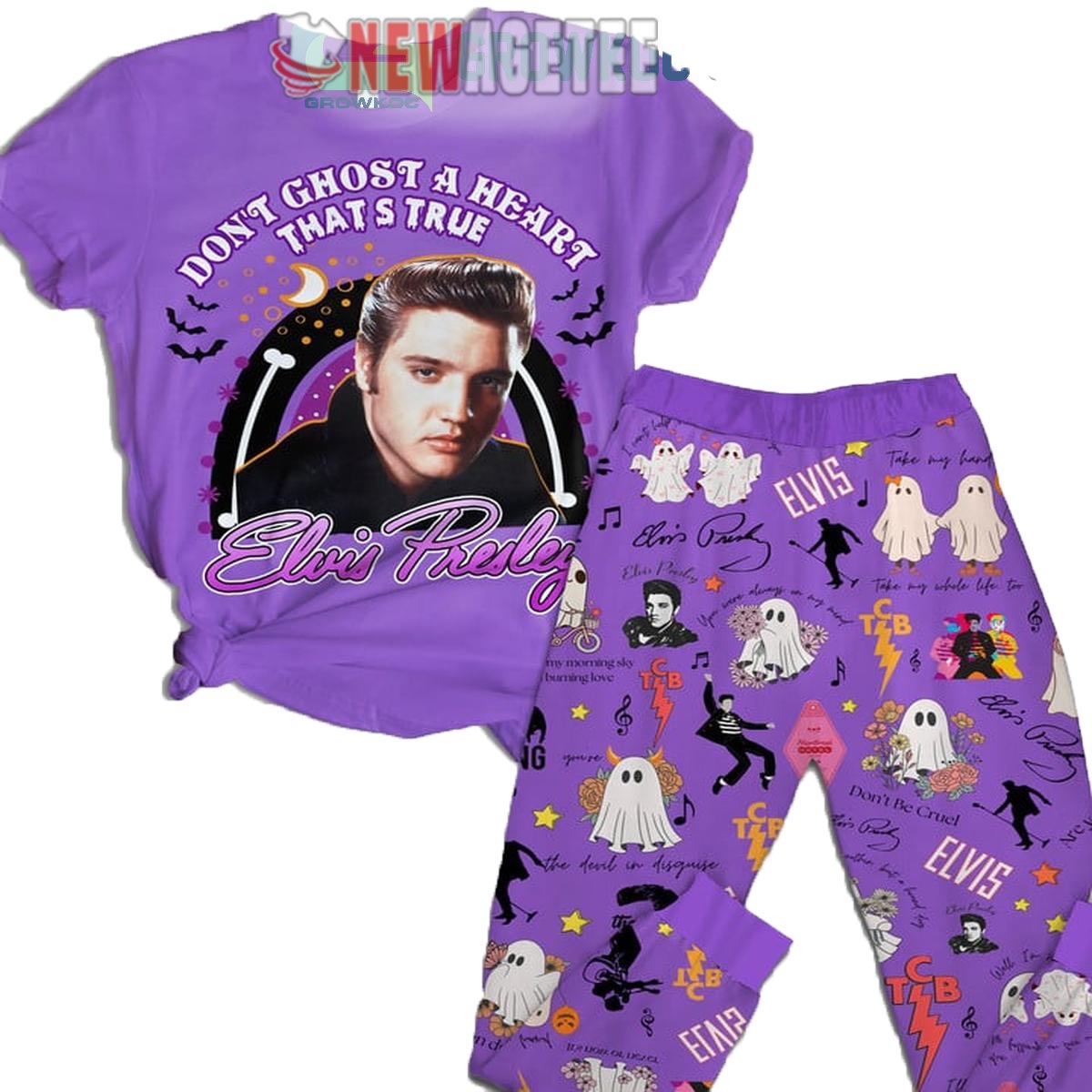Elvis Presley Dont Ghost A Heart That Is True Halloween Soft Fuzzy Pajamas Set