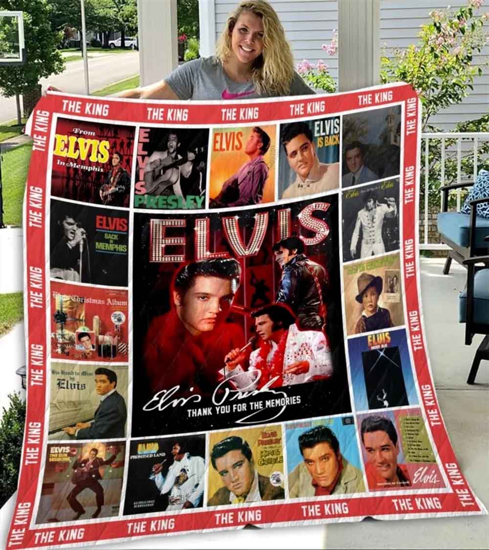 Elvis Presley The King Thank You For The Memmories Quilt Fleece Blanket