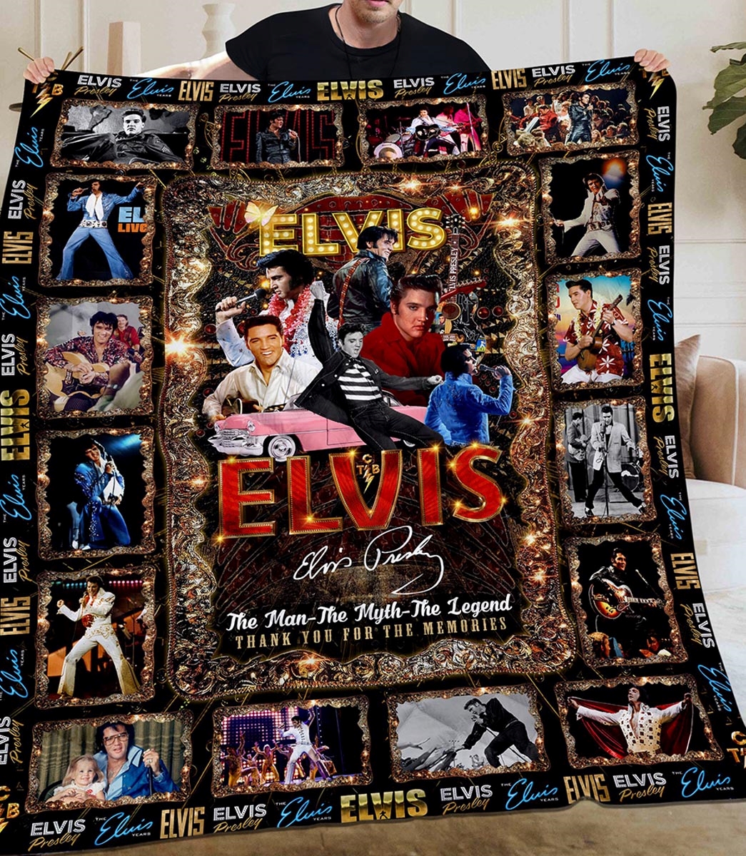 Elvis Presley The Man The Myth The Legend Memories Quilt Fleece Blanket