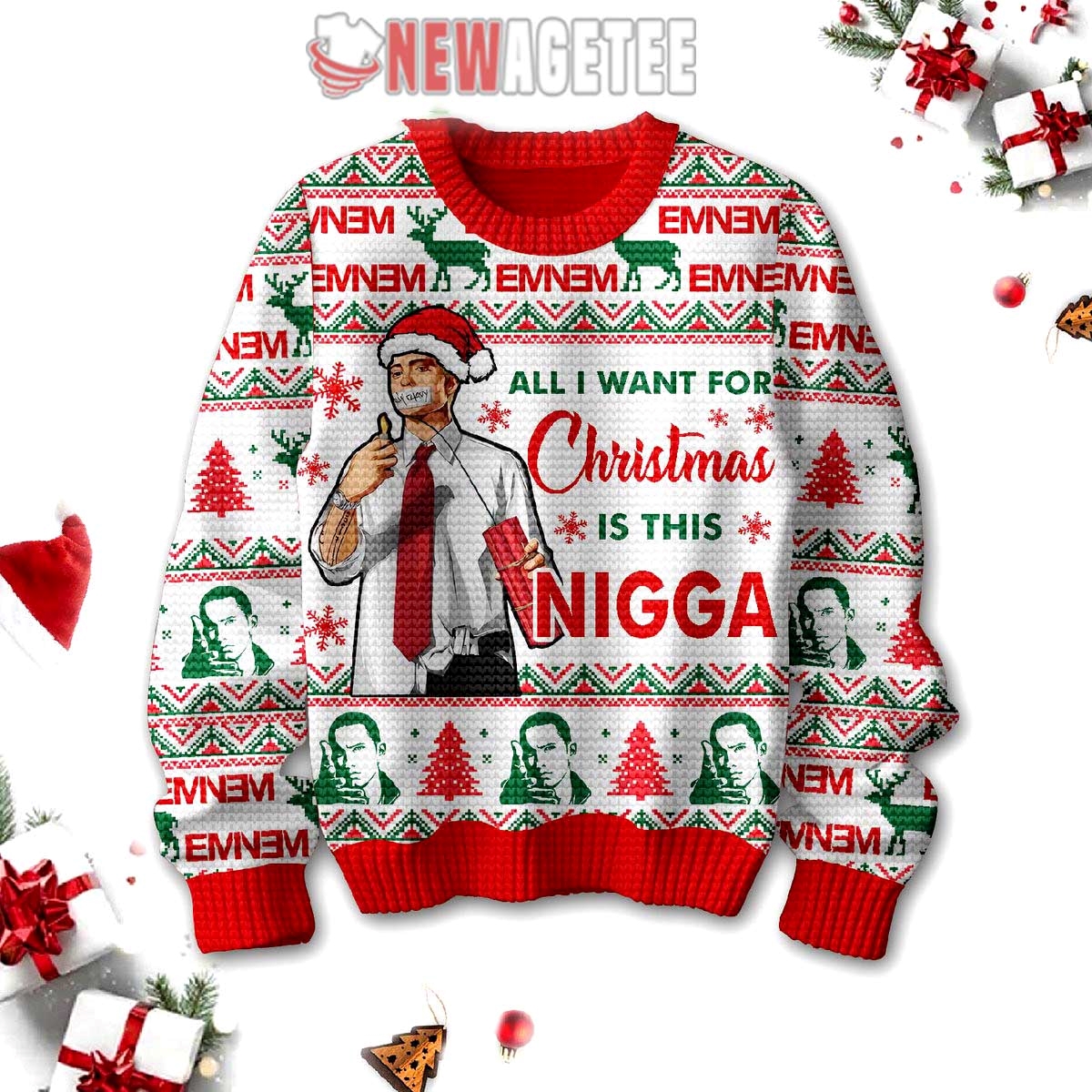Eminem Rapper Nigga Is All I Want For Ugly Christmas Sweater