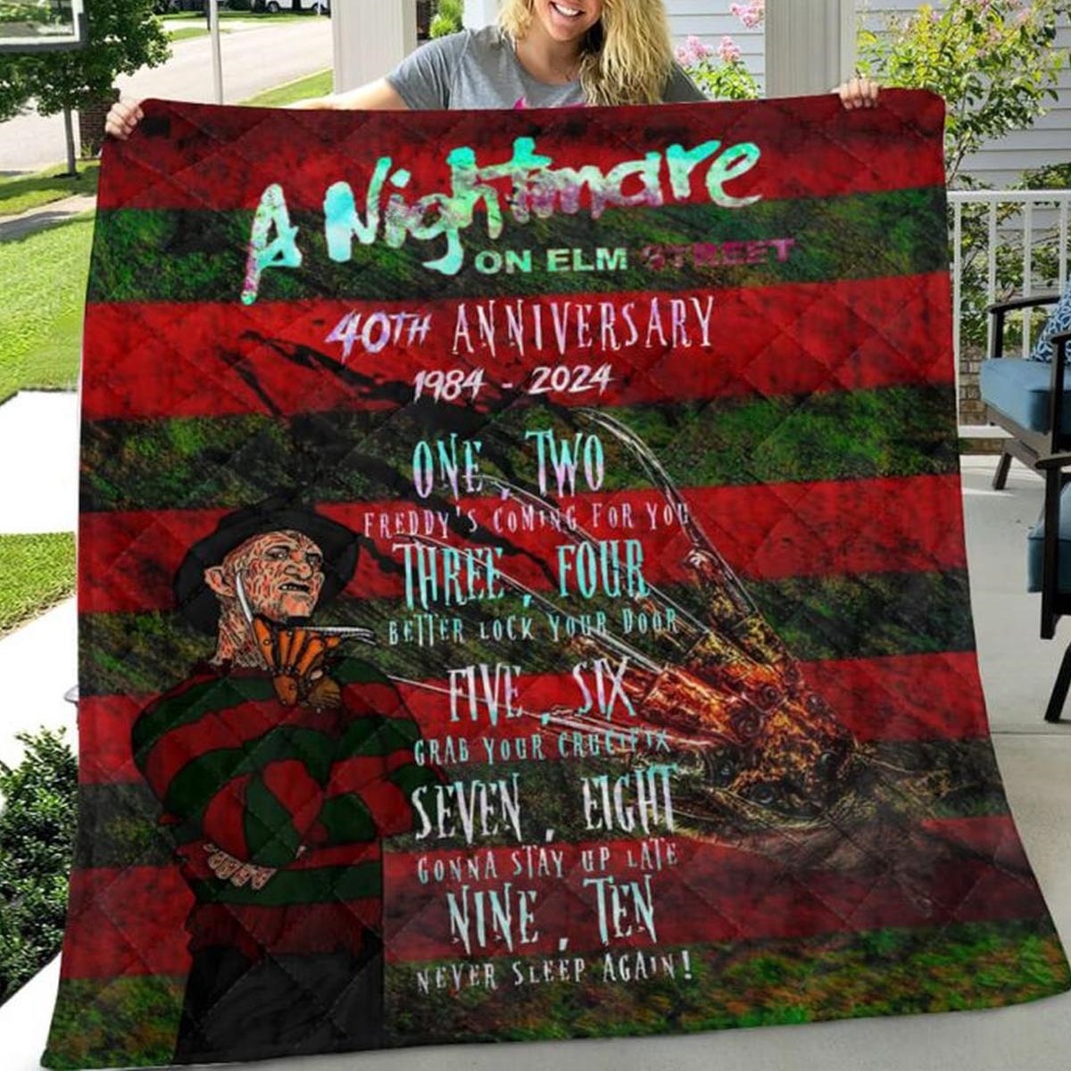 Freddy Krueger A Nightmare On Elm Street Quilt Fleece Blanket
