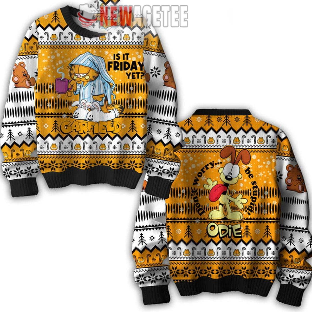 Garfield Is It Friday Yet Odie Ugly Christmas Sweater