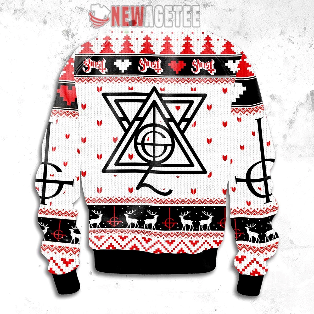 Ghost Rock Band Popestar Ugly Christmas Sweater