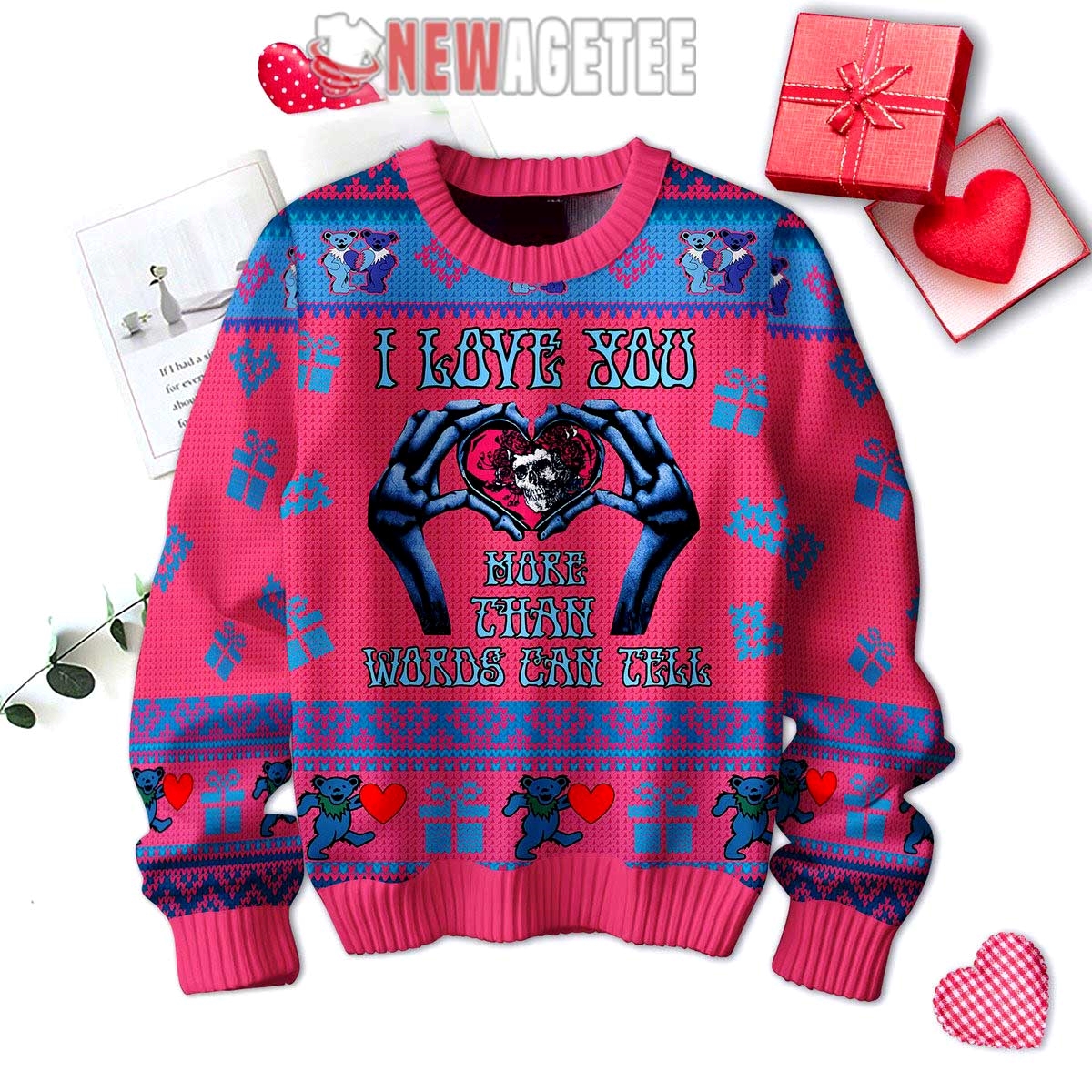 Grateful Dead Valentine I Love You Ugly Christmas Sweater