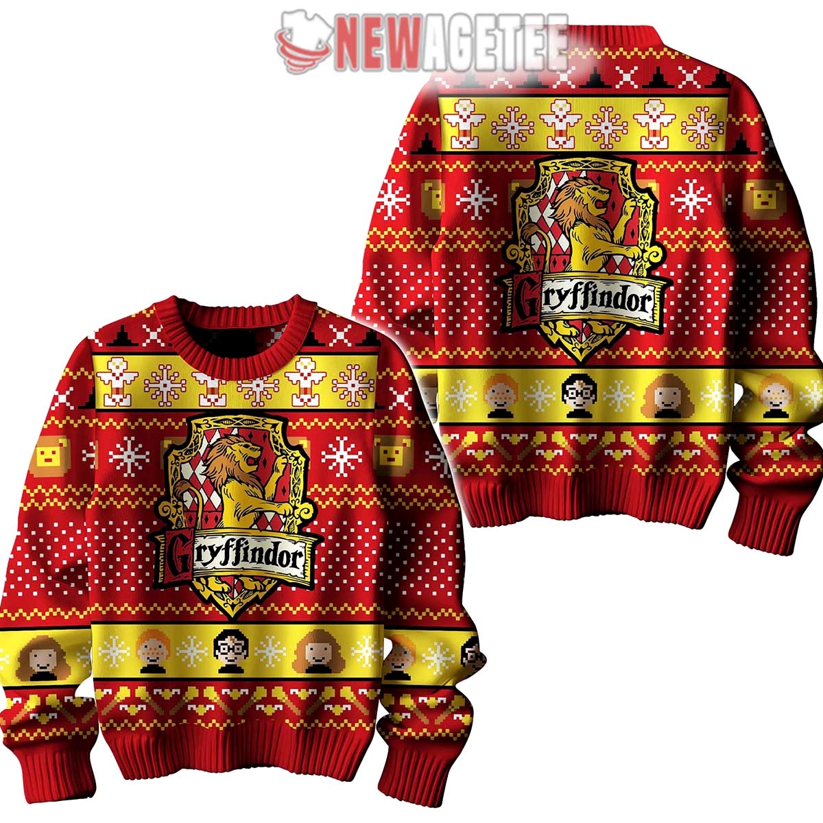 Harry Potter Gryffindor Harry Ron Hermione Ugly Christmas Sweater