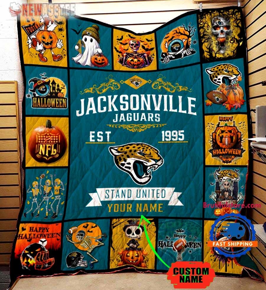Jacksonville Jaguars Football Skeleton Pumpkin Skull Halloween Quilt Fleece Blanket Jacksonville Jaguars Football Skeleton Pumpkin Skull Halloween Quilt Fleece Blanket