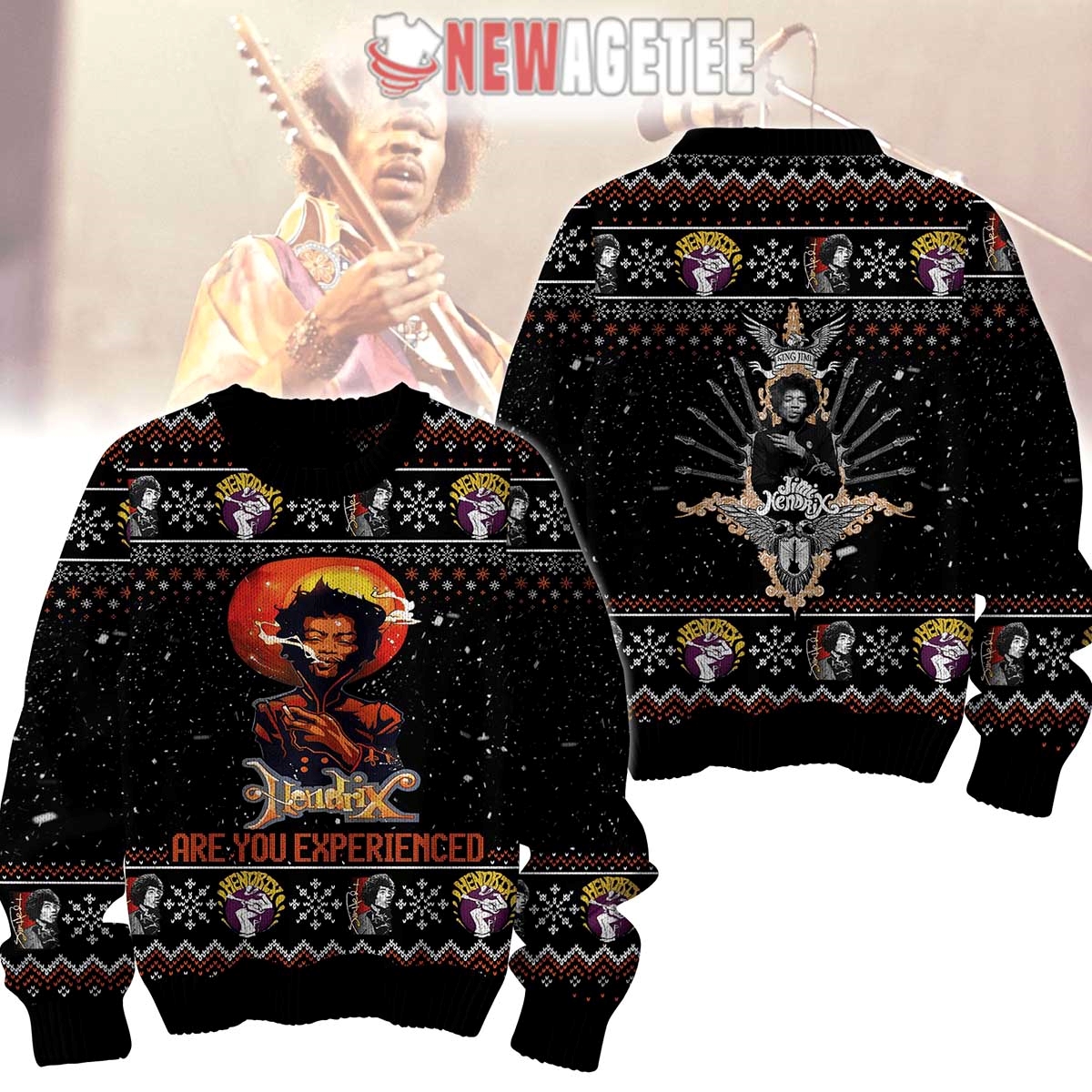 Jimi Hendrix King Jimi Are You Experienced Ugly Christmas Sweater
