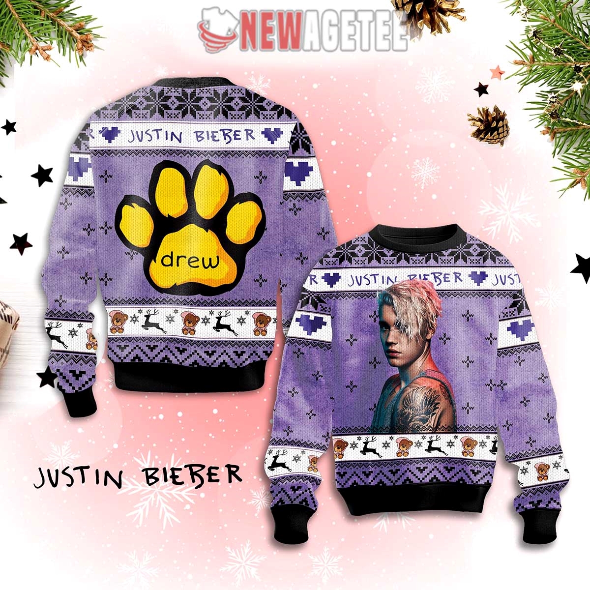 Justin Bieber Drew Ugly Christmas Sweater
