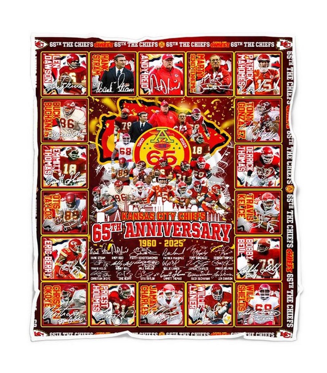 Kansas City Chiefs 65th Anniversary 1960 2025 Quilt Fleece Blanket Kansas City Chiefs 65th Anniversary 1960 2025 Quilt Fleece Blanket