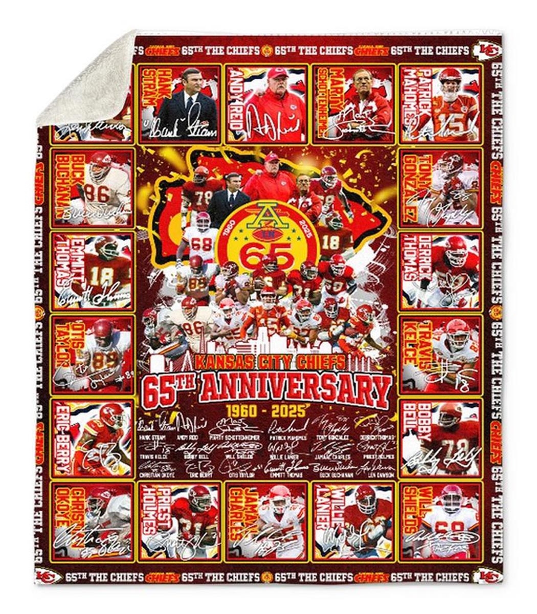 Kansas City Chiefs 65th Anniversary 1960 2025 Quilt Fleece Blanket