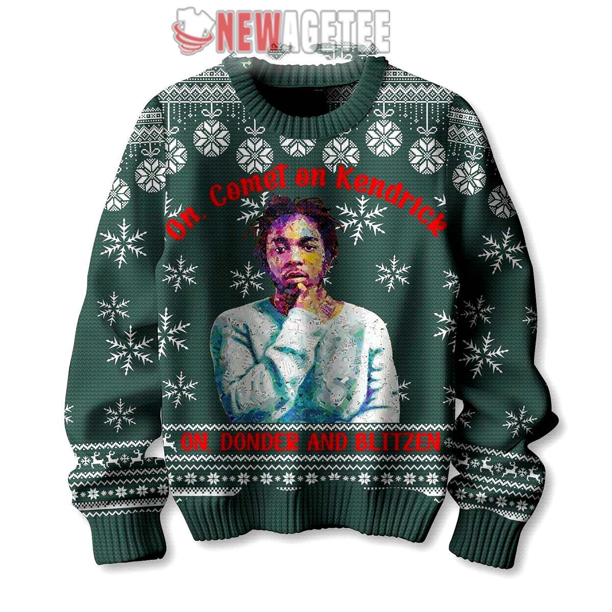 Kendrick Lamar On Donder And Blitzen Ugly Christmas Sweater