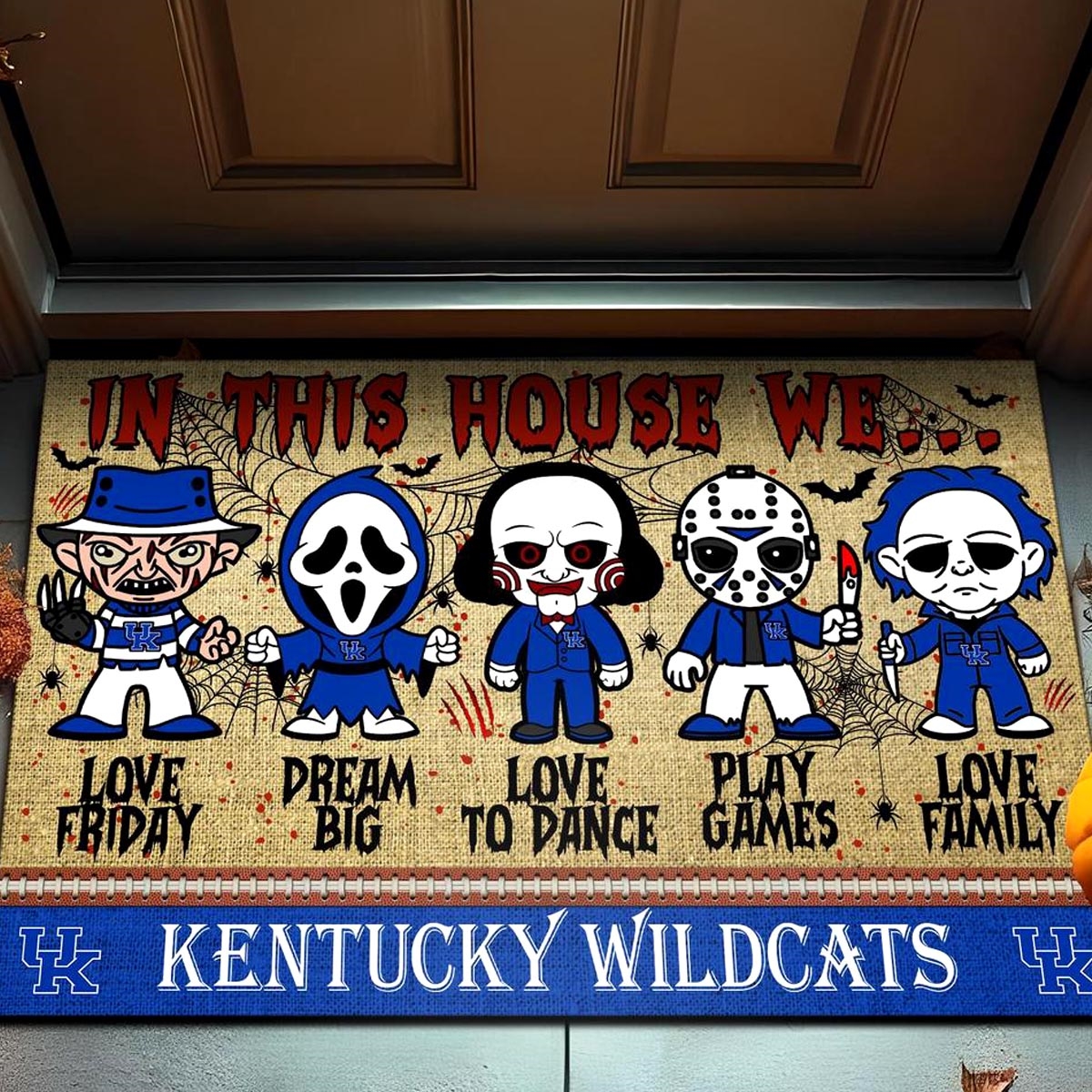 Kentucky Wildcats In This House We Love Family Dream Big Halloween Horror Movies Doormat