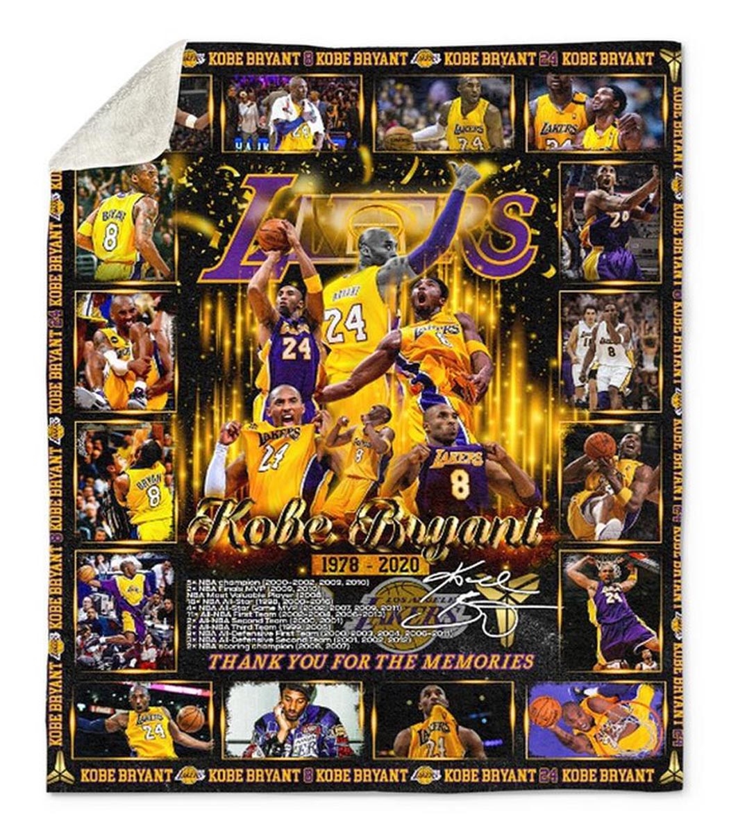 Kobe Bryant 1978-2020 Nba Hall Of Fame Los Angeles Lakers Quilt Fleece Blanket