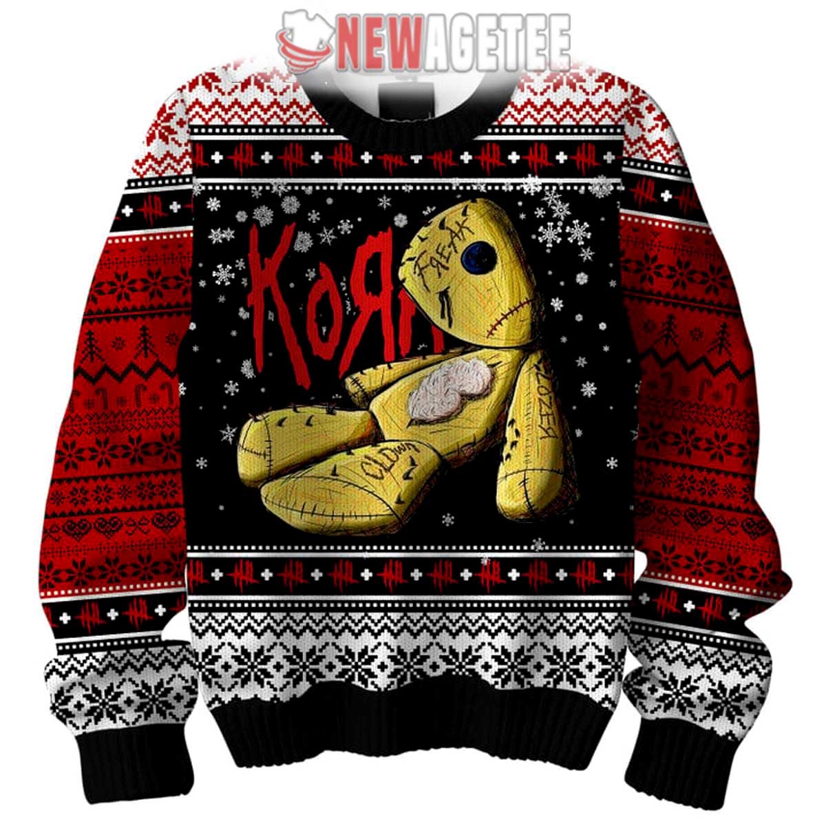 Korn True Rock Falling Away From Me Ugly Christmas Sweater Korn True Rock Falling Away From Me Ugly Christmas Sweater