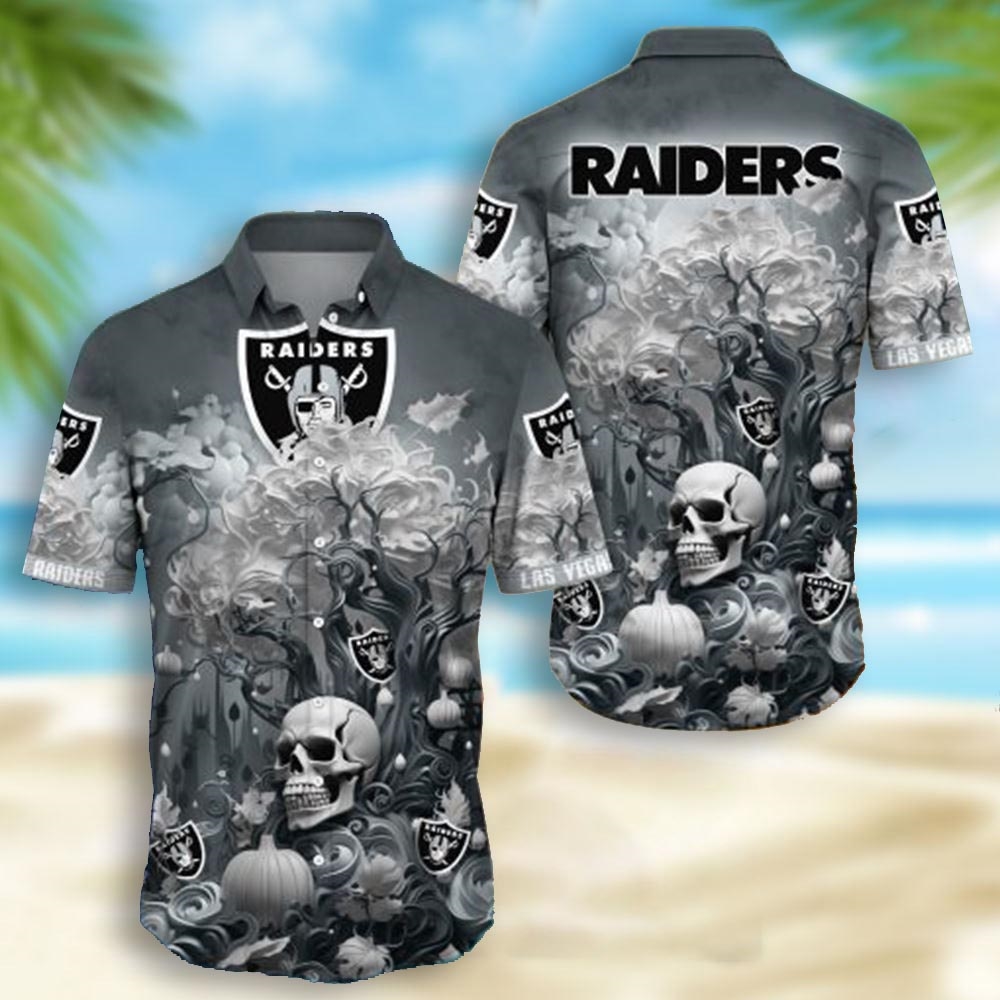 Las Vegas Raiders Skull Pumpkin Halloween Hawaiian Shirt Las Vegas Raiders Skull Pumpkin Halloween Hawaiian Shirt