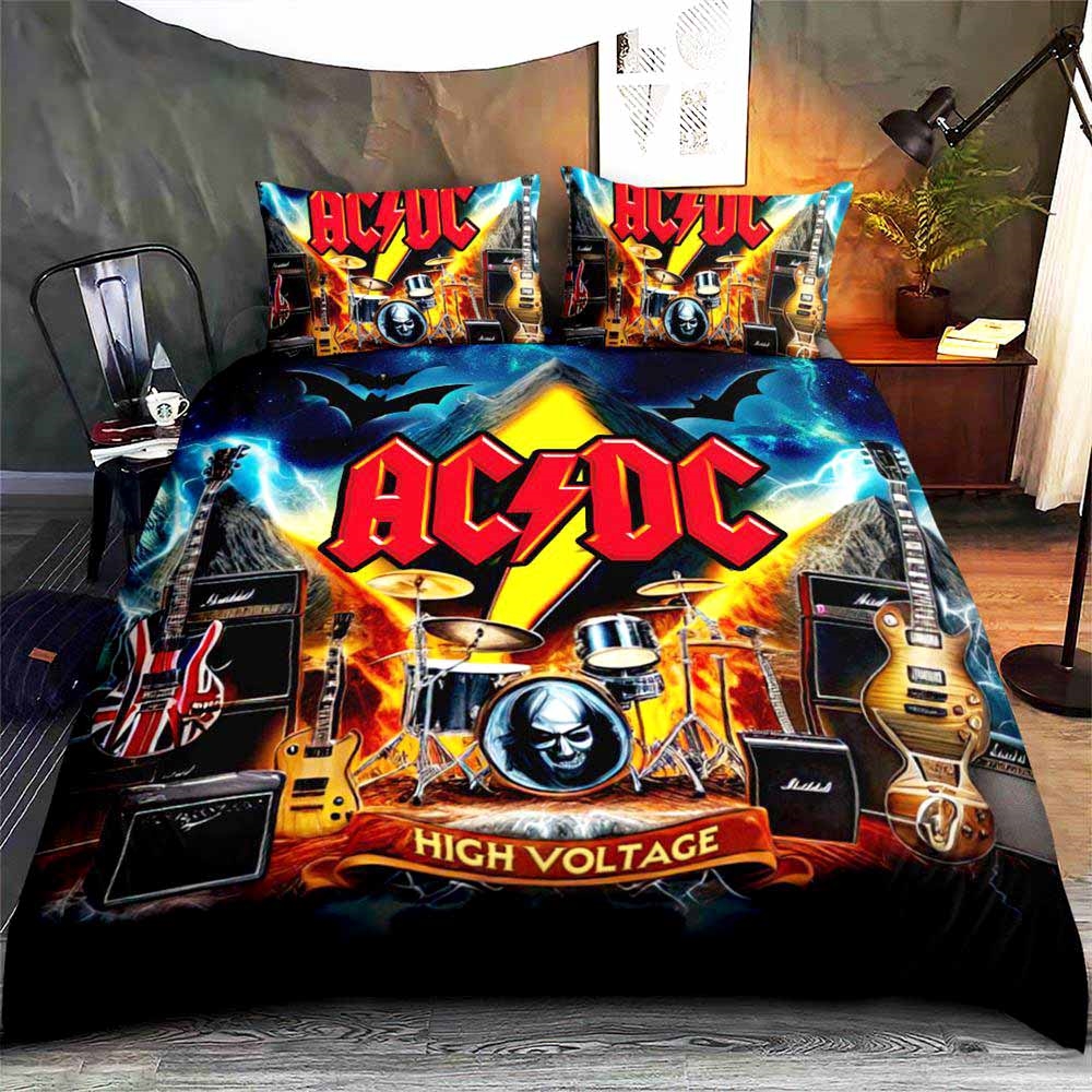 Let Rock Acdc Red Art Bedding Set