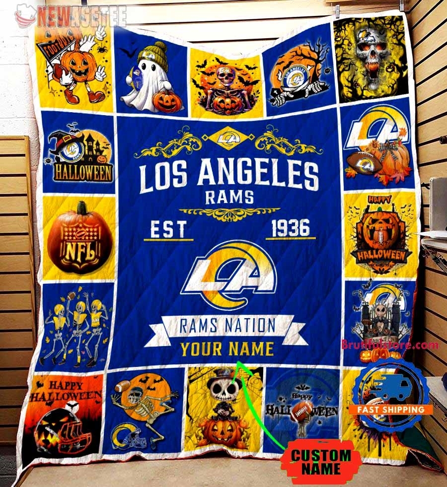 Los Angeles Rams Football Skeleton Pumpkin Skull Halloween Quilt Fleece Blanket Los Angeles Rams Football Skeleton Pumpkin Skull Halloween Quilt Fleece Blanket