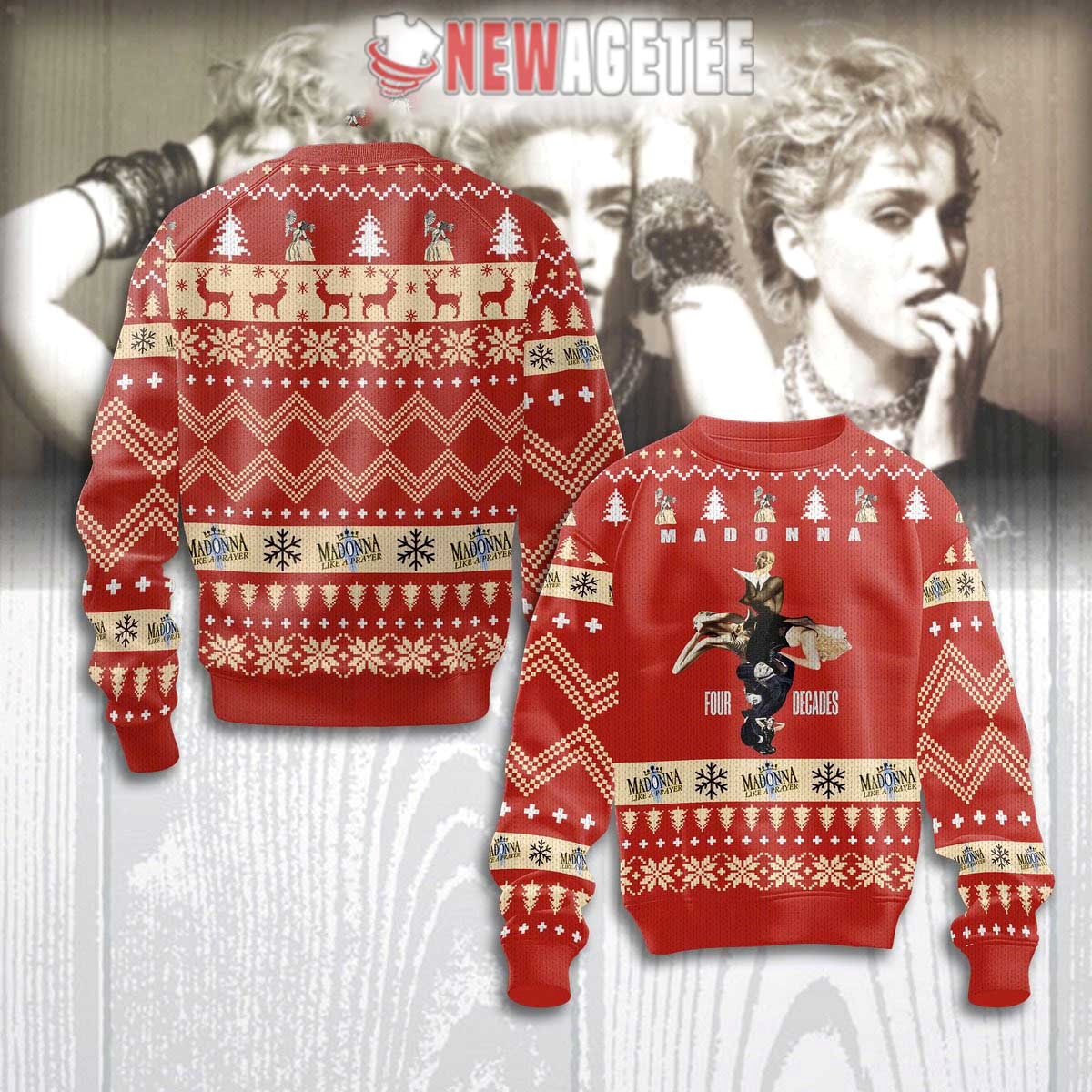 Madonna Four Decades Fan Ugly Christmas Sweater
