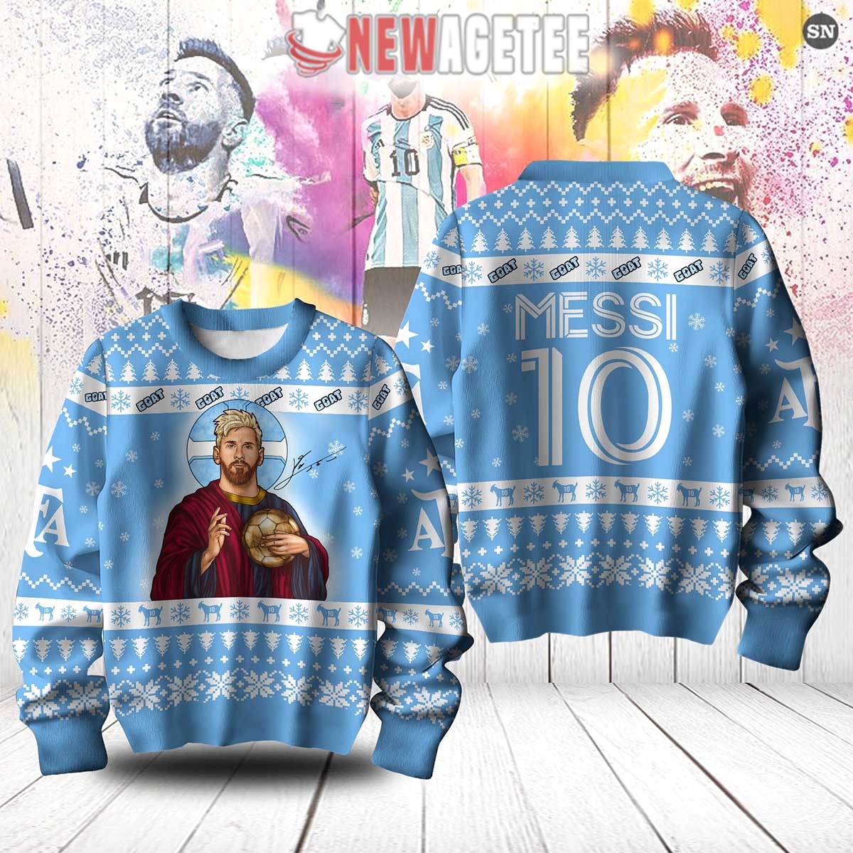 Messi The Goat Argentina Football Ugly Christmas Sweater