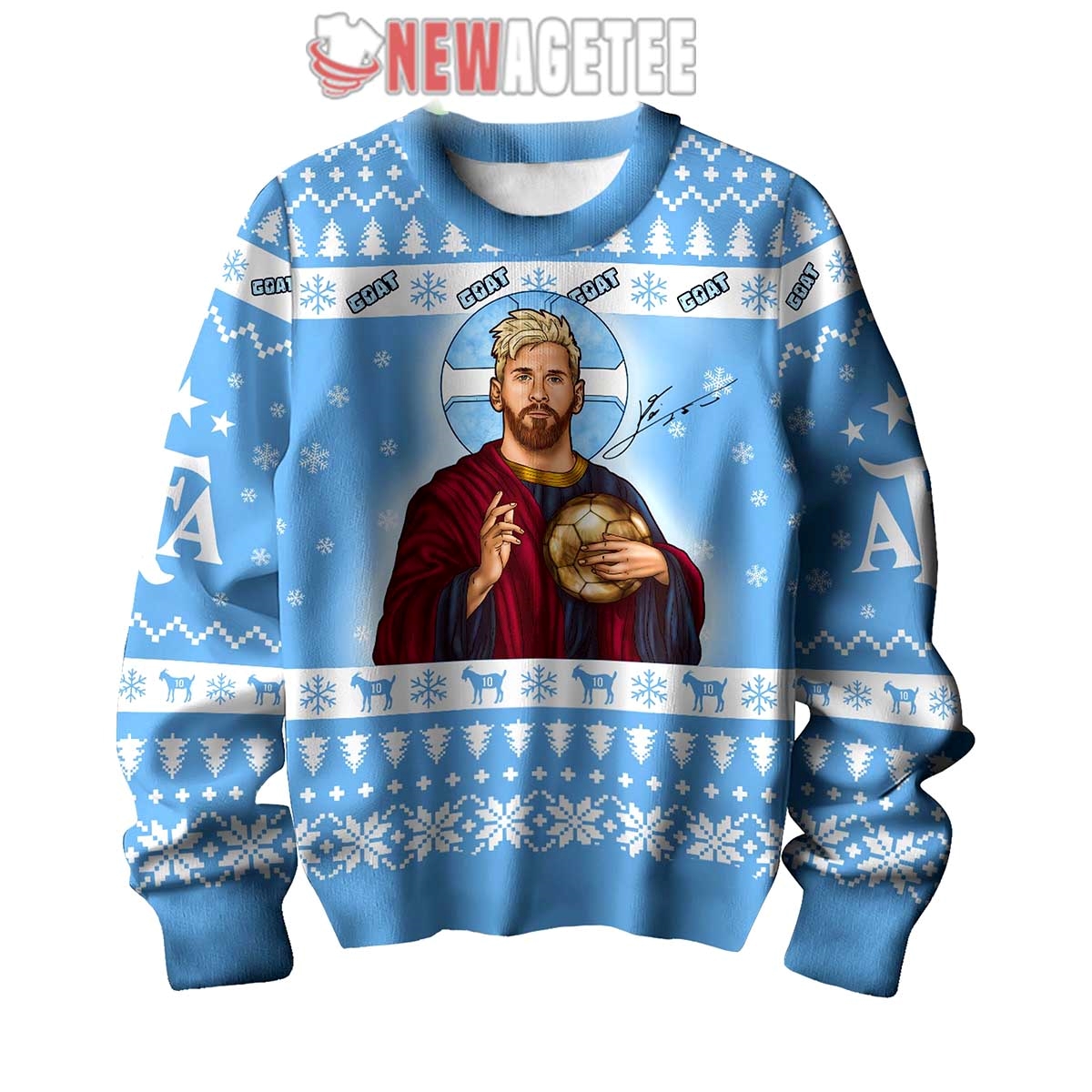 Messi The Goat Argentina Football Ugly Christmas Sweater Messi The Goat Argentina Football Ugly Christmas Sweater