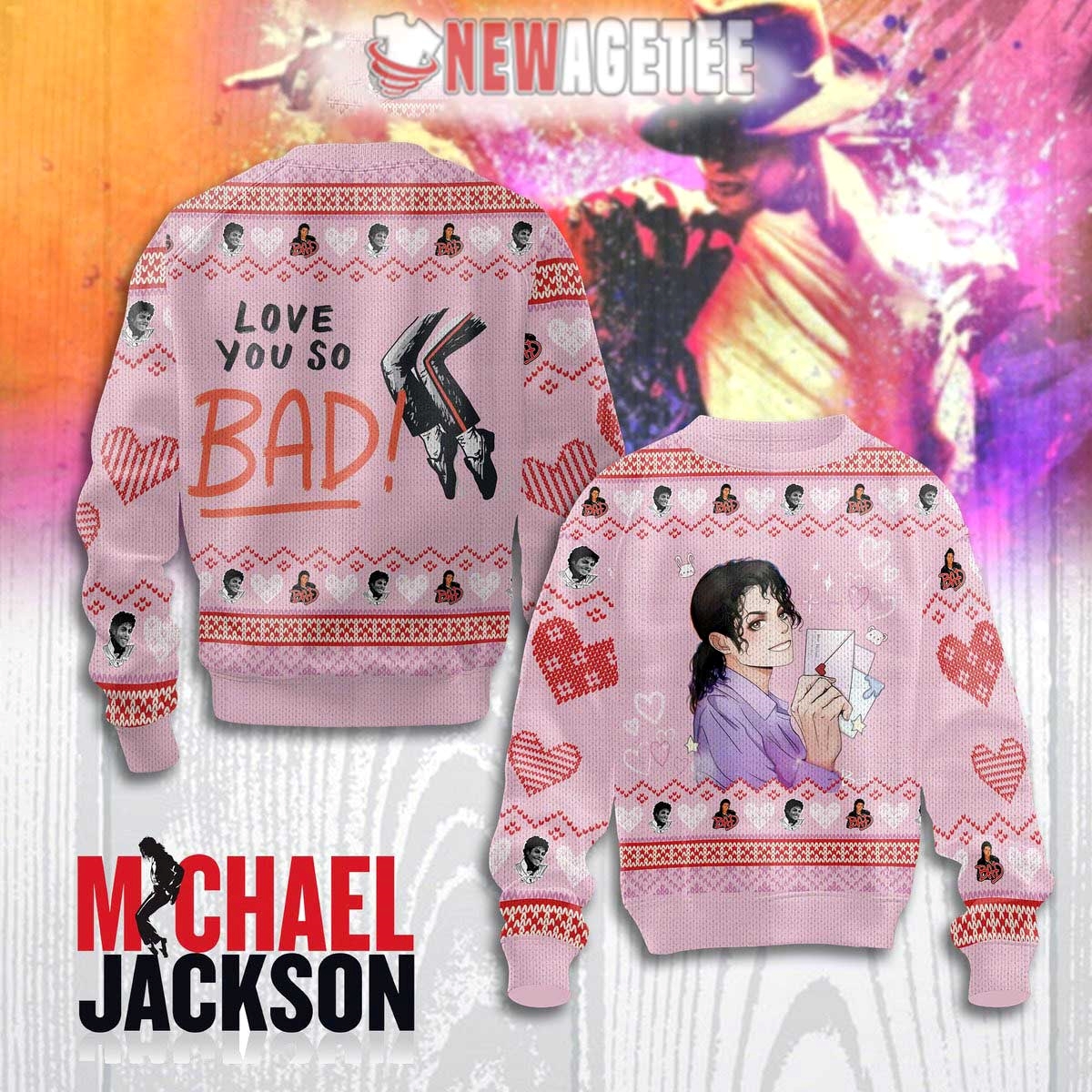 Michael Jackson Love You So Bad Ugly Christmas Sweater