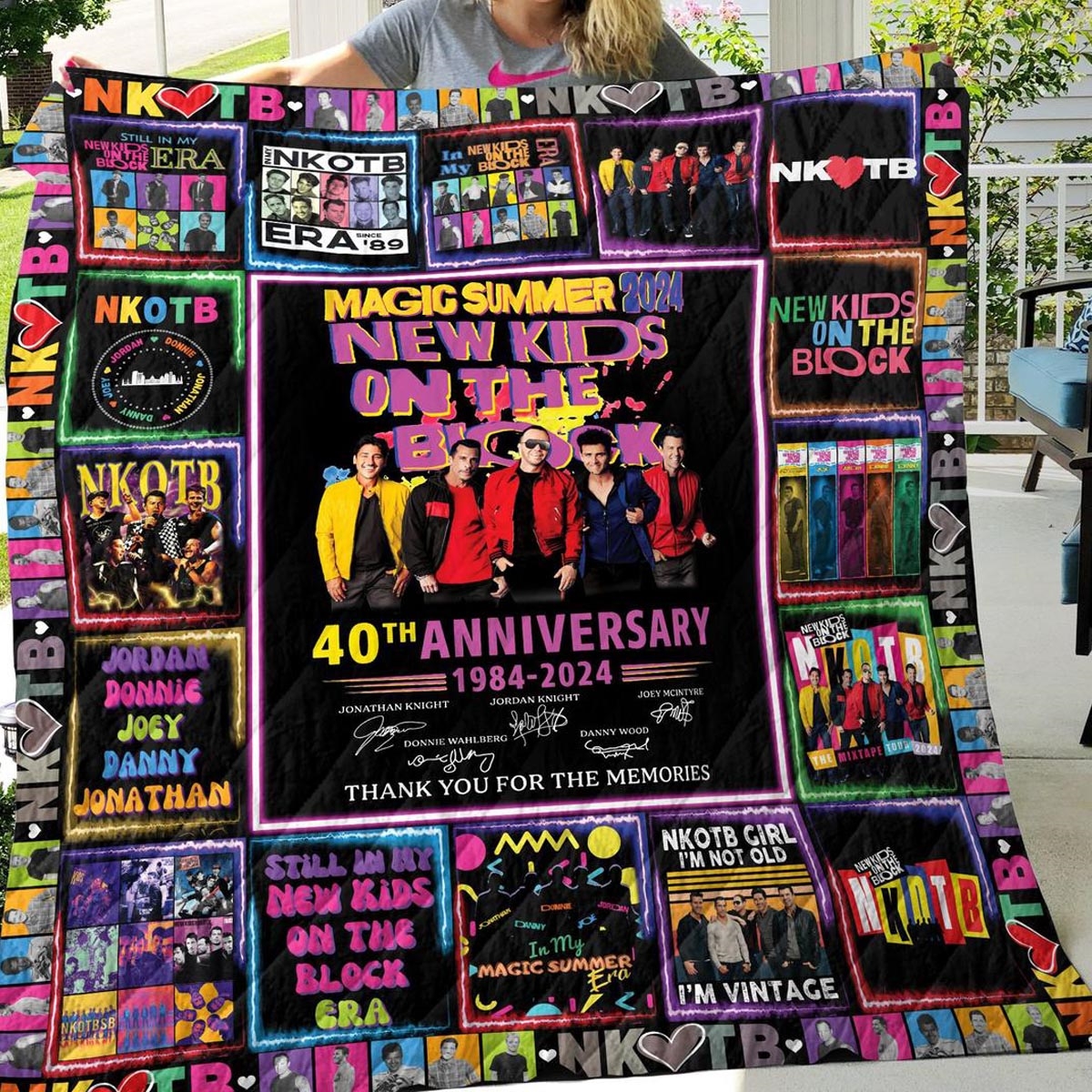 New Kids On The Blocks 50th Anniversary Having Summer Tour Quilt Fleece Blanket