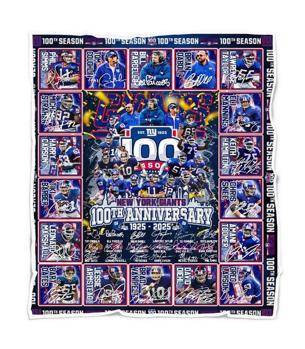 New York Giants 100th Anniversary 1925 2025 Quilt Fleece Blanket