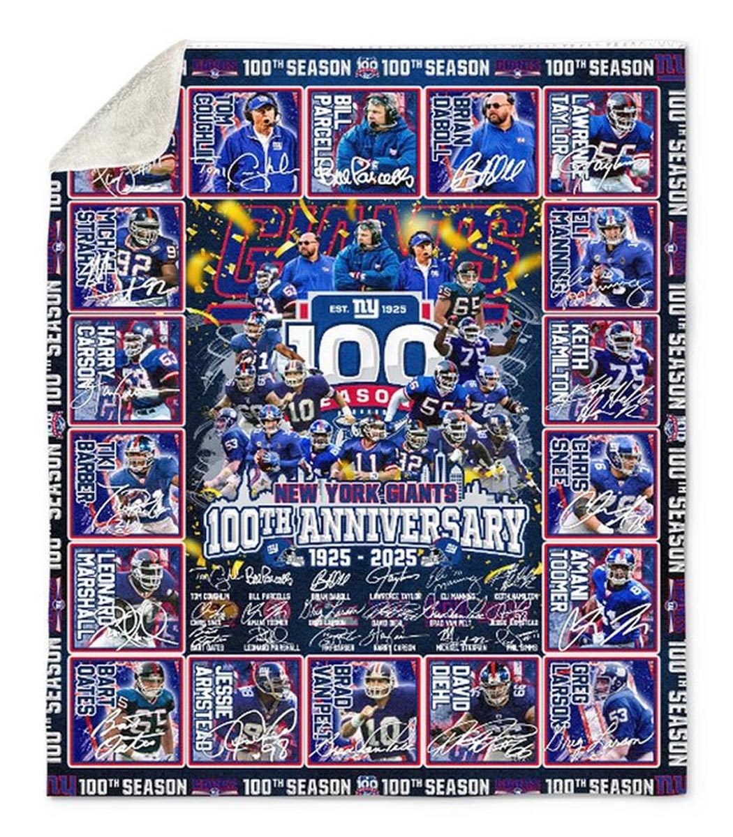 New York Giants 100th Anniversary 1925 2025 Quilt Fleece Blanket