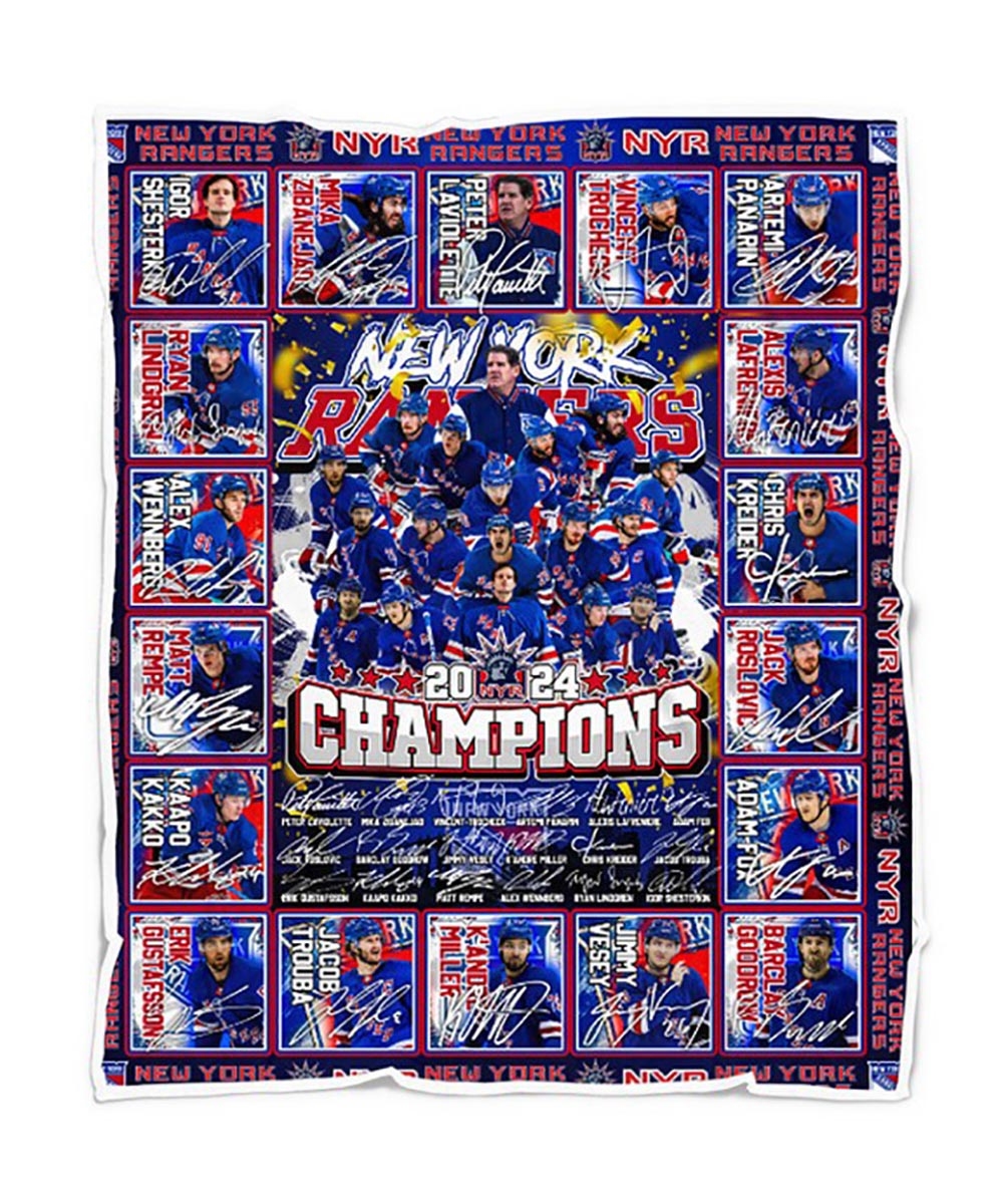New York Rangers Nhl Legends 2024 Champions Quilt Fleece Blanket