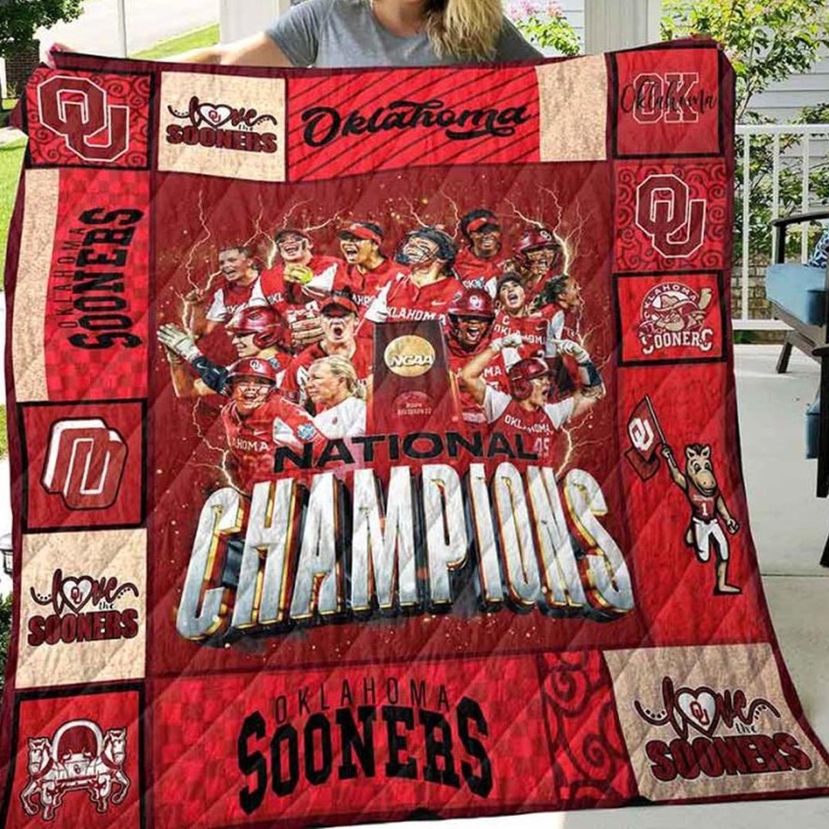 Oklahoma Sooners Team Softball National Champions 2024 Quilt Fleece Blanket Oklahoma Sooners Team Softball National Champions 2024 Quilt Fleece Blanket