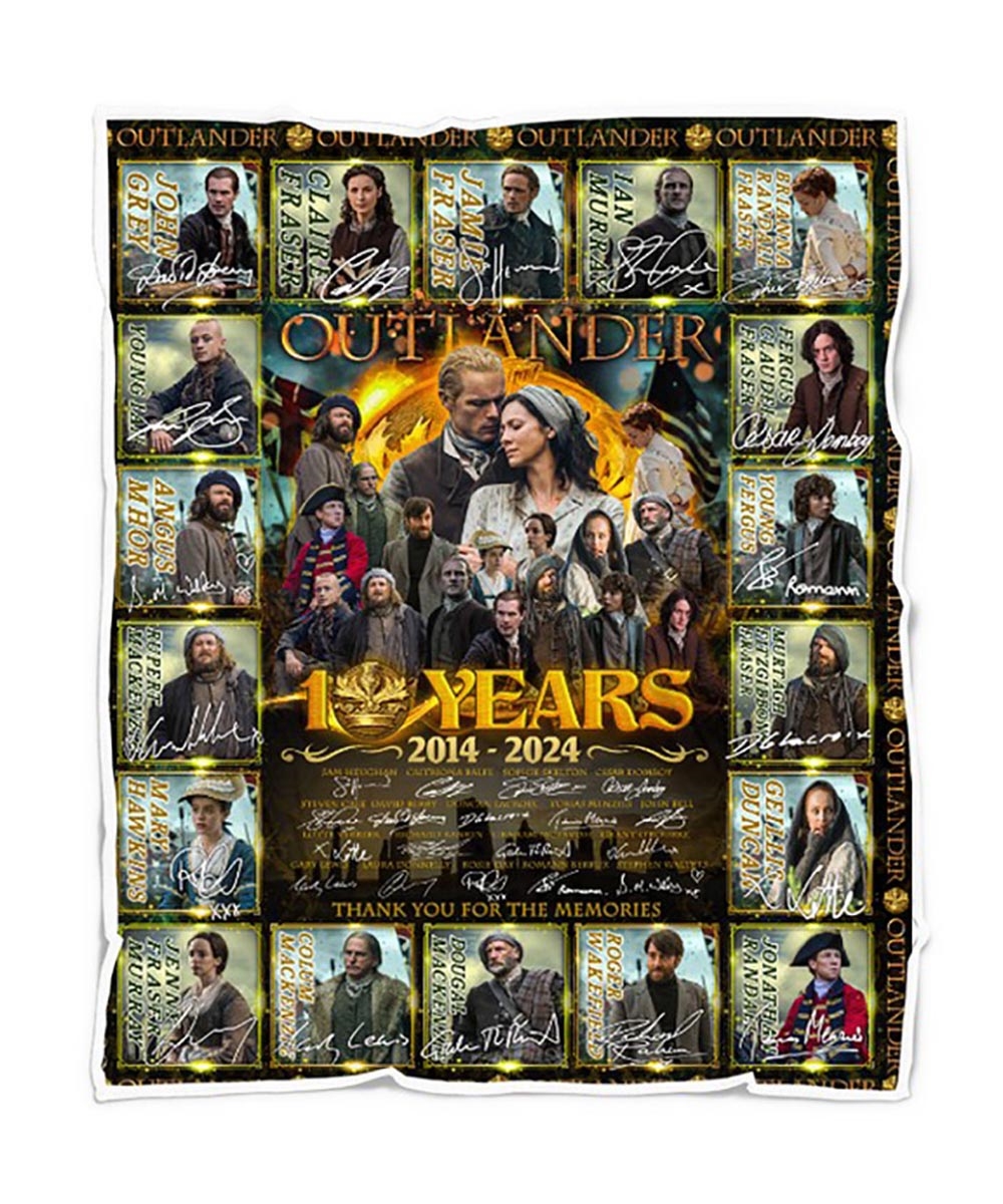 Outlander 10 Years 2014 2024 Thank You For The Memories Quilt Fleece Blanket