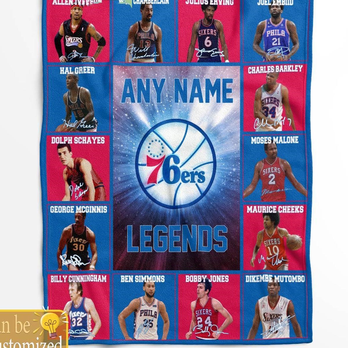 Philadelphia 76ers Legends 2024 Team Personalized Quilt Fleece Blanket