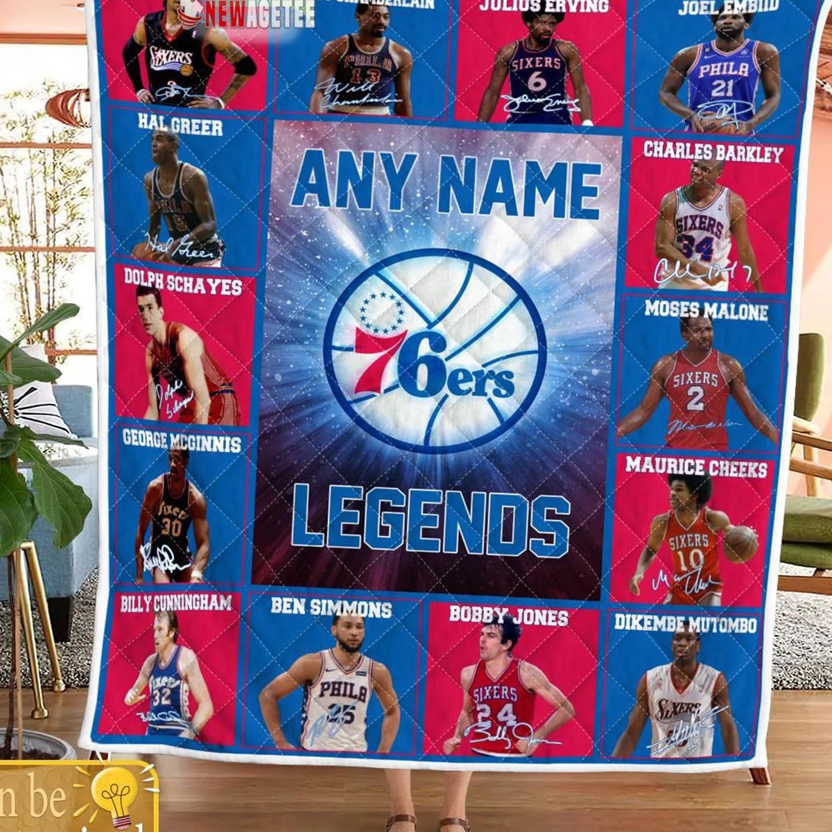 Philadelphia 76ers Legends 2024 Team Personalized Quilt Fleece Blanket