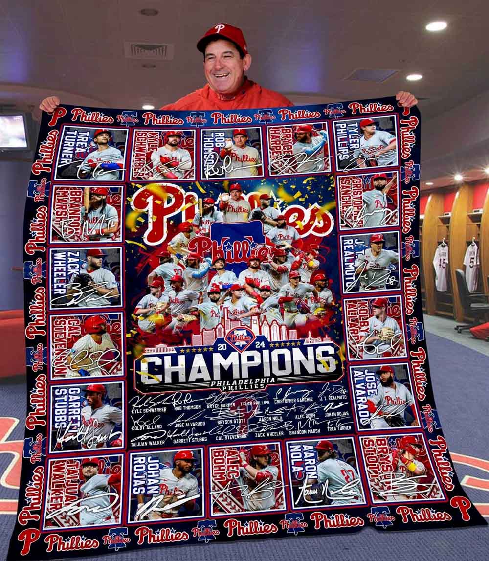 Philadelphia Phillies 2024 Champions All Star Line Up Quilt Fleece Blanket